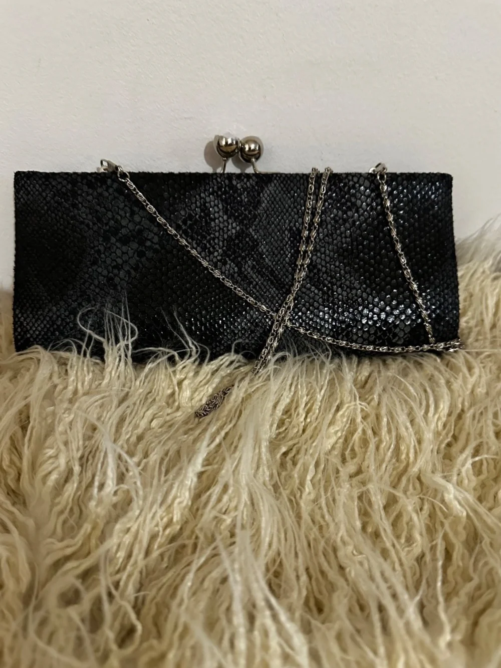 Chic Dark Charcoal Gray Snakeskin Print Evening Clutch Bag - Elegant Party Purse